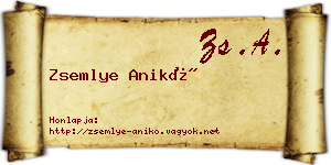 Zsemlye Anikó névjegykártya