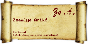 Zsemlye Anikó névjegykártya